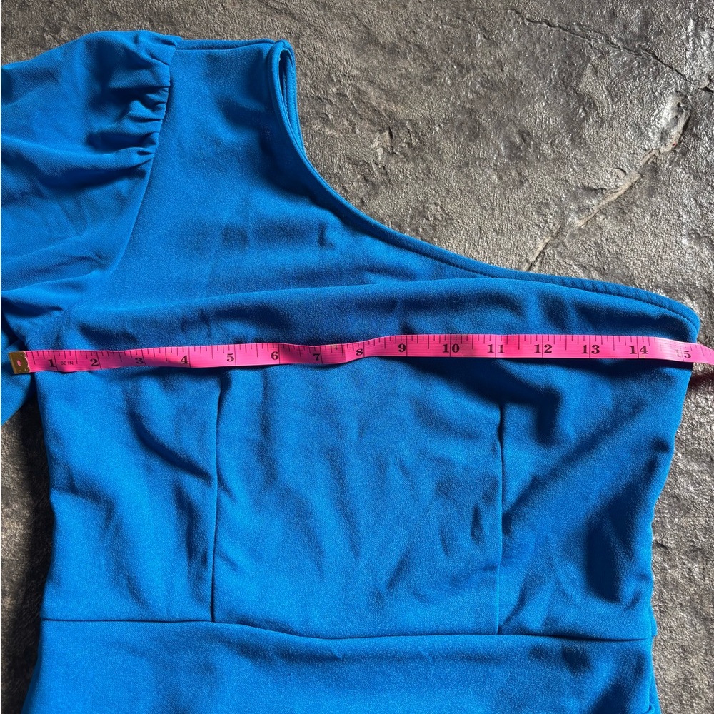 Elegant Blue One-Shoulder Dress - Picture 6 of 6